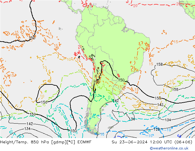 Z500/Rain (+SLP)/Z850 ECMWF Su 23.06.2024 12 UTC