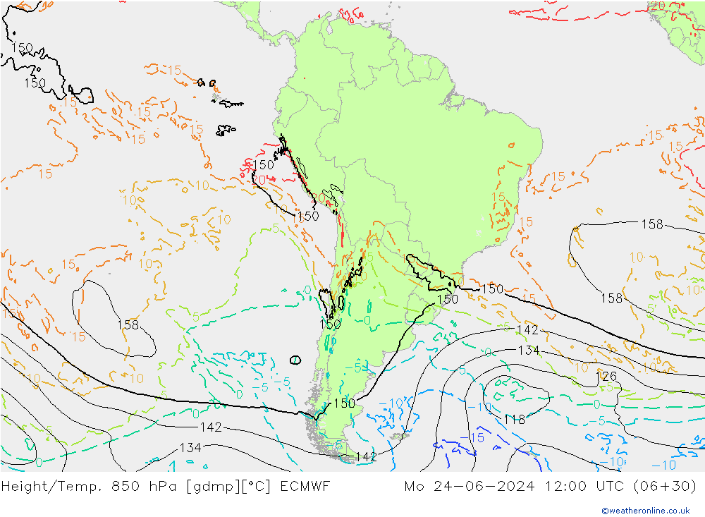 Height/Temp. 850 hPa ECMWF Mo 24.06.2024 12 UTC