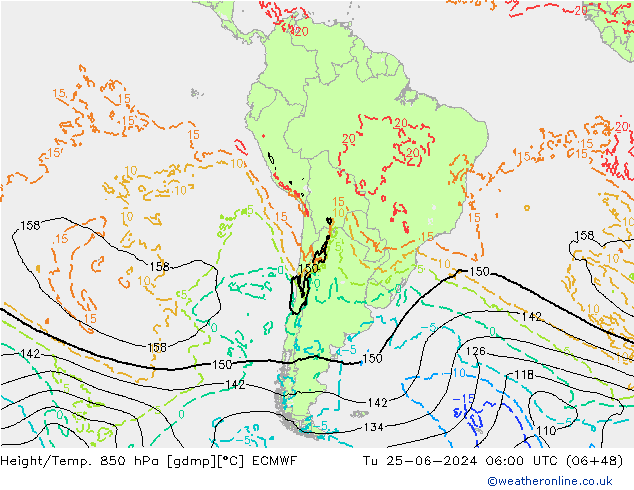 Z500/Rain (+SLP)/Z850 ECMWF mar 25.06.2024 06 UTC