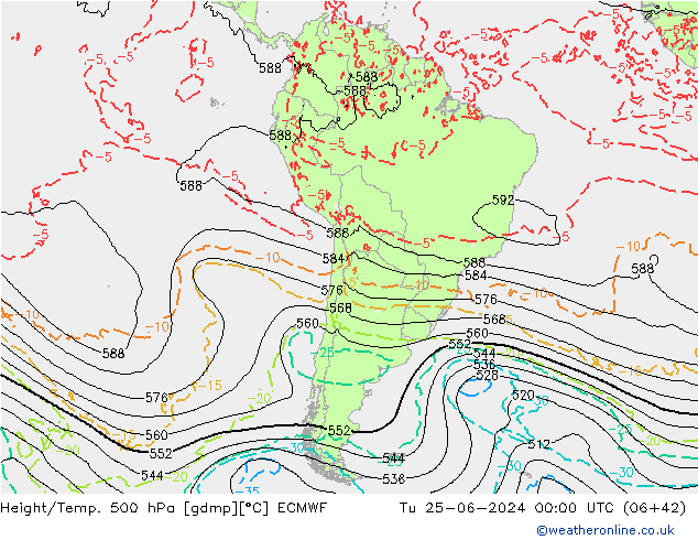 Z500/Rain (+SLP)/Z850 ECMWF mar 25.06.2024 00 UTC