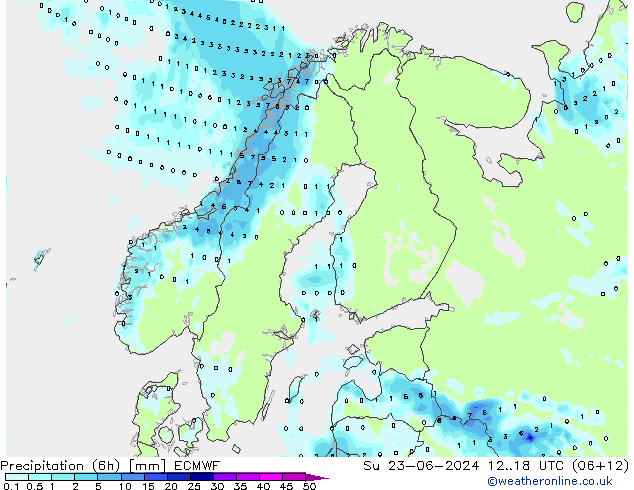 Z500/Rain (+SLP)/Z850 ECMWF Dom 23.06.2024 18 UTC