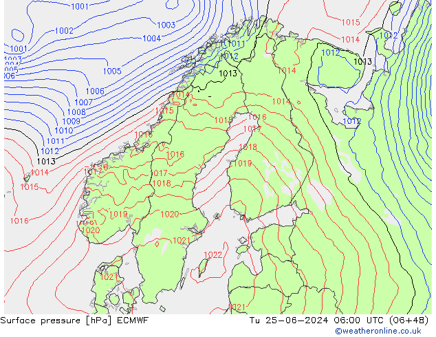 Pressione al suolo ECMWF mar 25.06.2024 06 UTC