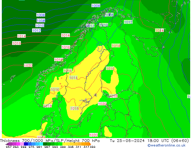 Thck 700-1000 hPa ECMWF Tu 25.06.2024 18 UTC