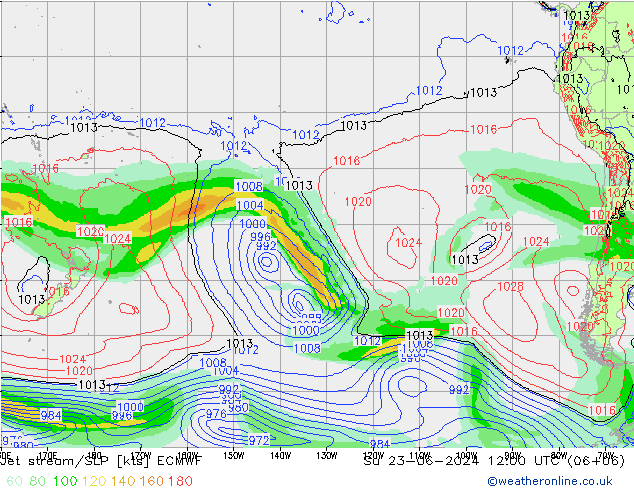 Jet stream/SLP ECMWF Su 23.06.2024 12 UTC