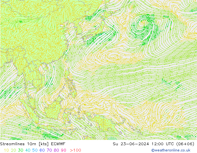 Rüzgar 10m ECMWF Paz 23.06.2024 12 UTC