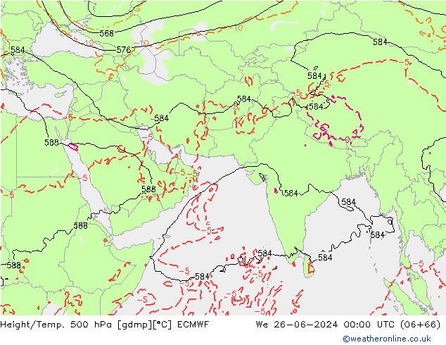 Z500/Rain (+SLP)/Z850 ECMWF We 26.06.2024 00 UTC