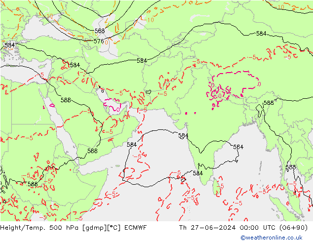 Height/Temp. 500 hPa ECMWF Th 27.06.2024 00 UTC