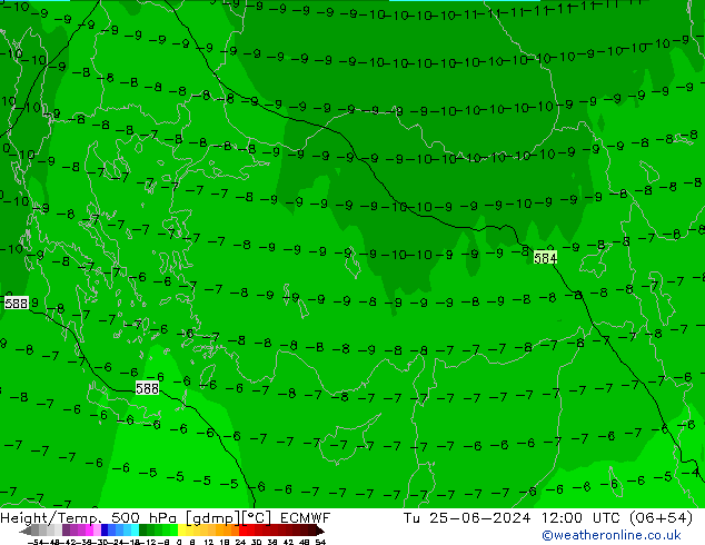 Height/Temp. 500 hPa ECMWF Tu 25.06.2024 12 UTC