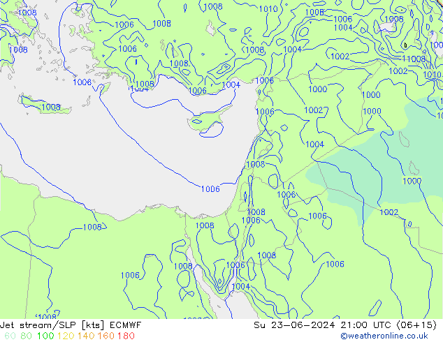 джет/приземное давление ECMWF Вс 23.06.2024 21 UTC