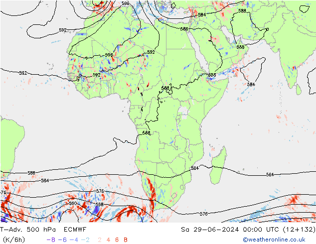 T-Adv. 500 hPa ECMWF sab 29.06.2024 00 UTC