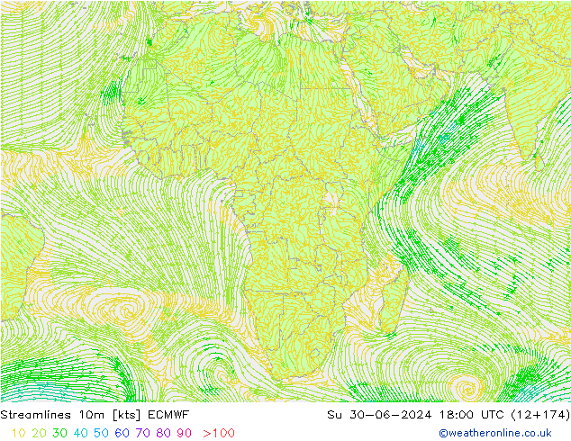 Streamlines 10m ECMWF Ne 30.06.2024 18 UTC