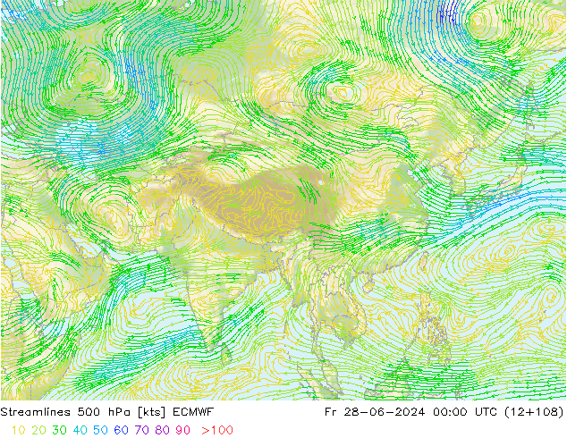 Rüzgar 500 hPa ECMWF Cu 28.06.2024 00 UTC