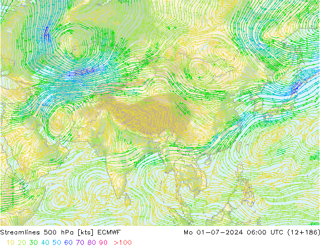 Rüzgar 500 hPa ECMWF Pzt 01.07.2024 06 UTC