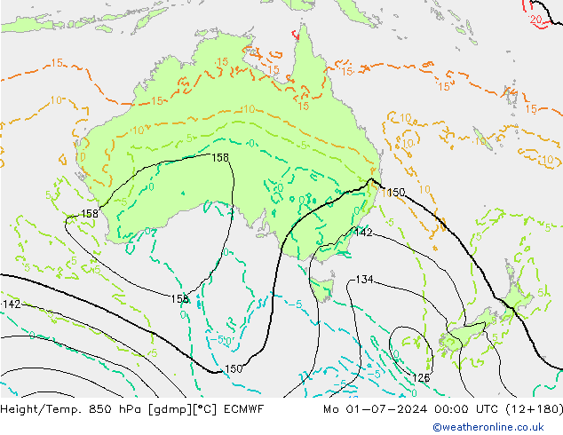Z500/Rain (+SLP)/Z850 ECMWF lun 01.07.2024 00 UTC