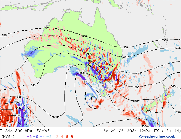 T-Adv. 500 hPa ECMWF Sa 29.06.2024 12 UTC