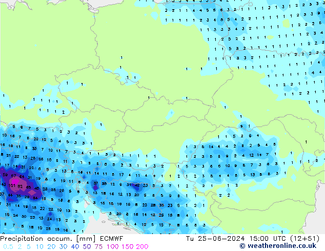 Precipitation accum. ECMWF Tu 25.06.2024 15 UTC