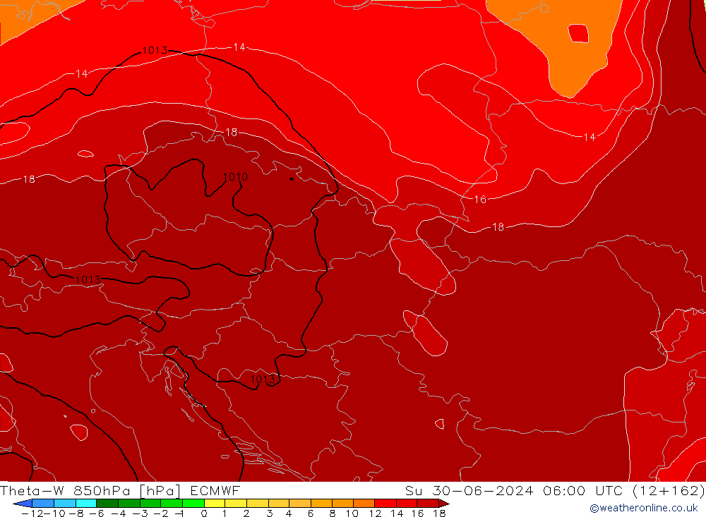 Theta-W 850hPa ECMWF Su 30.06.2024 06 UTC