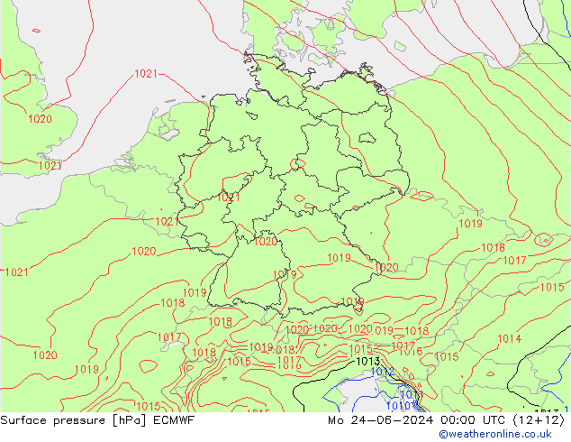 Atmosférický tlak ECMWF Po 24.06.2024 00 UTC