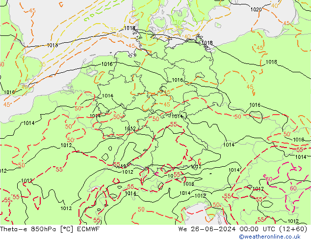 Theta-e 850гПа ECMWF ср 26.06.2024 00 UTC