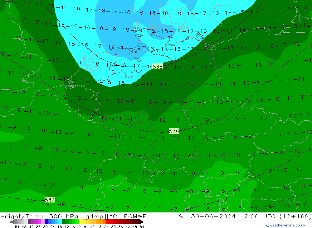 Z500/Rain (+SLP)/Z850 ECMWF dom 30.06.2024 12 UTC