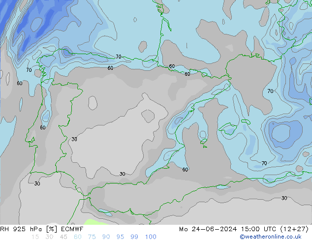 RH 925 hPa ECMWF Mo 24.06.2024 15 UTC