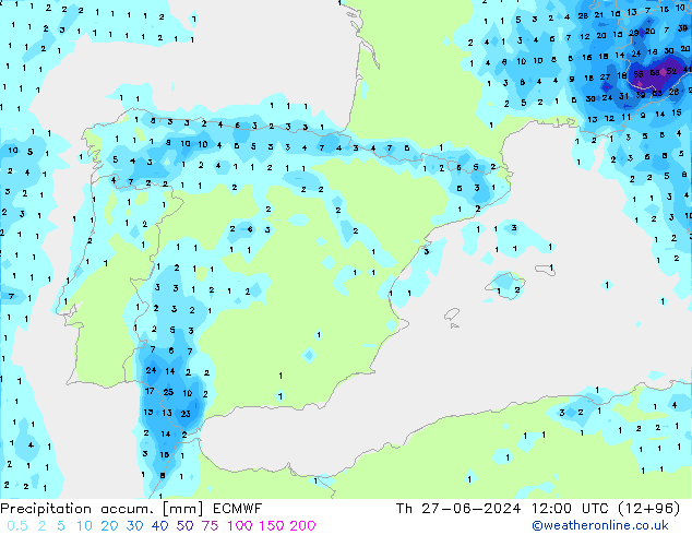 Toplam Yağış ECMWF Per 27.06.2024 12 UTC