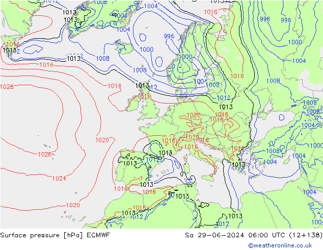 pressão do solo ECMWF Sáb 29.06.2024 06 UTC