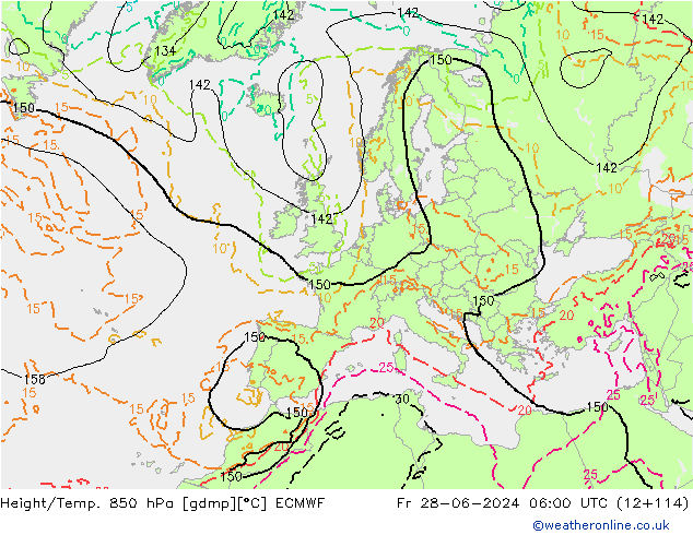 Z500/Rain (+SLP)/Z850 ECMWF Fr 28.06.2024 06 UTC