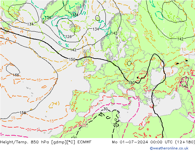 Height/Temp. 850 hPa ECMWF Po 01.07.2024 00 UTC