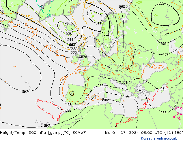 Z500/Rain (+SLP)/Z850 ECMWF пн 01.07.2024 06 UTC