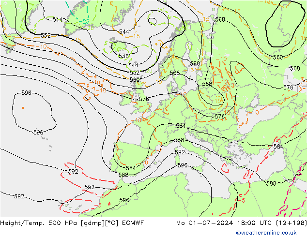 Z500/Yağmur (+YB)/Z850 ECMWF Pzt 01.07.2024 18 UTC