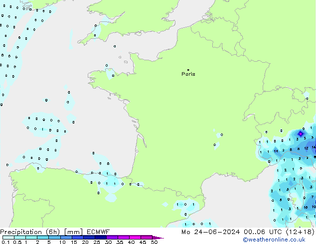 Z500/Rain (+SLP)/Z850 ECMWF lun 24.06.2024 06 UTC