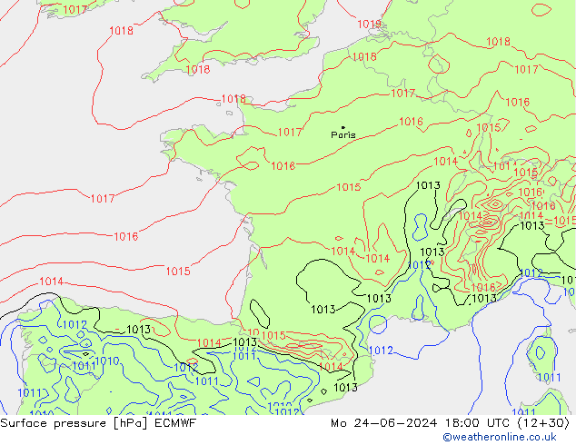 pression de l'air ECMWF lun 24.06.2024 18 UTC