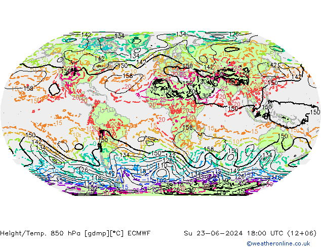 Z500/Rain (+SLP)/Z850 ECMWF So 23.06.2024 18 UTC