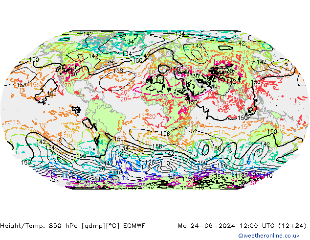 Height/Temp. 850 hPa ECMWF Mo 24.06.2024 12 UTC