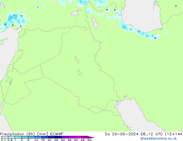 Totale neerslag (6h) ECMWF za 29.06.2024 12 UTC