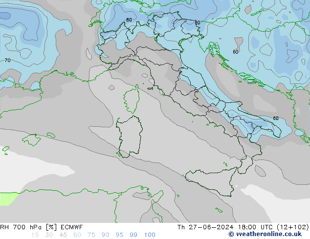 RV 700 hPa ECMWF do 27.06.2024 18 UTC