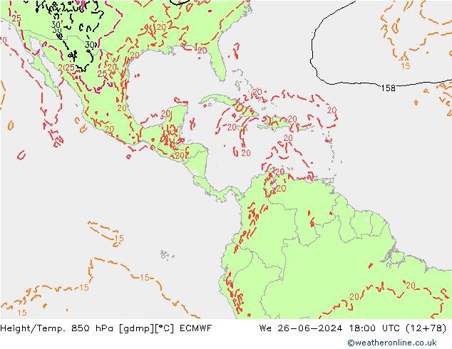 Z500/Rain (+SLP)/Z850 ECMWF We 26.06.2024 18 UTC