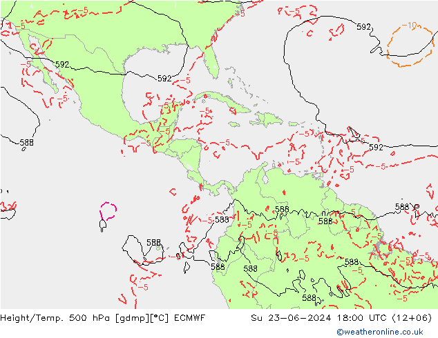 Z500/Rain (+SLP)/Z850 ECMWF dom 23.06.2024 18 UTC