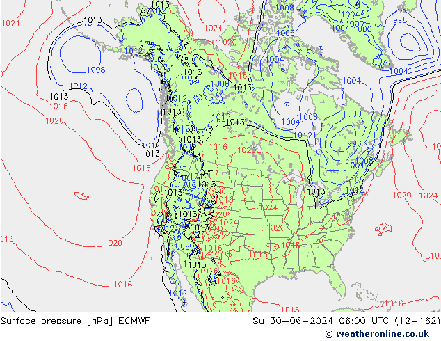 приземное давление ECMWF Вс 30.06.2024 06 UTC