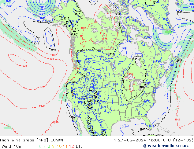 High wind areas ECMWF gio 27.06.2024 18 UTC