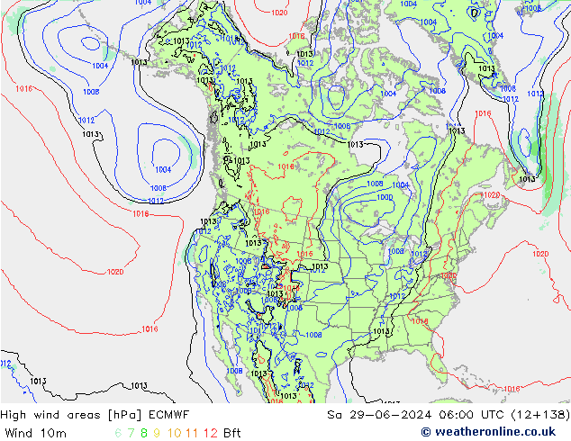 High wind areas ECMWF сб 29.06.2024 06 UTC