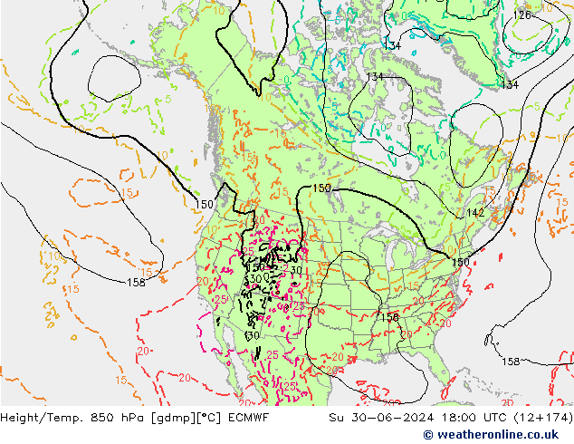 Z500/Rain (+SLP)/Z850 ECMWF dom 30.06.2024 18 UTC