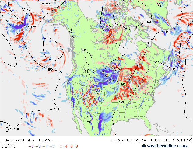 T-Adv. 850 hPa ECMWF Sa 29.06.2024 00 UTC