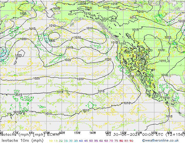 Isotachs (mph) ECMWF dim 30.06.2024 00 UTC