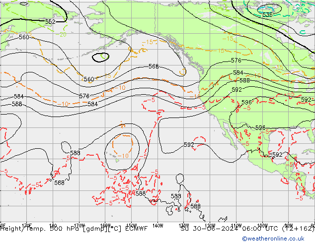 Z500/Rain (+SLP)/Z850 ECMWF Su 30.06.2024 06 UTC