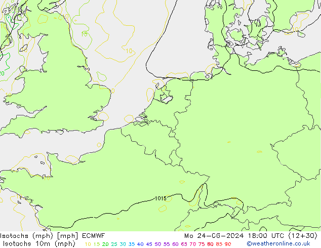 Isotachs (mph) ECMWF Mo 24.06.2024 18 UTC