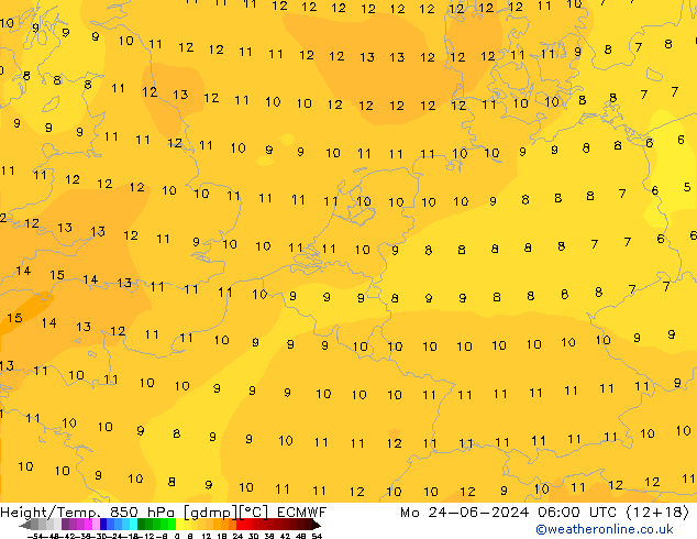 Z500/Rain (+SLP)/Z850 ECMWF lun 24.06.2024 06 UTC