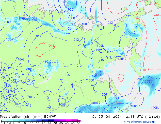 Z500/Yağmur (+YB)/Z850 ECMWF Paz 23.06.2024 18 UTC