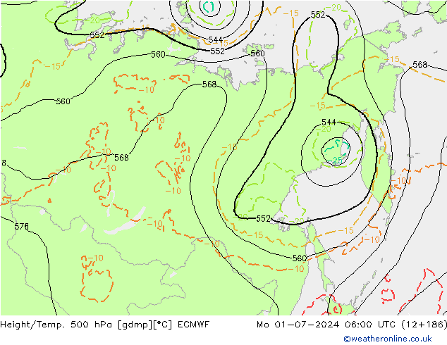 Z500/Rain (+SLP)/Z850 ECMWF lun 01.07.2024 06 UTC